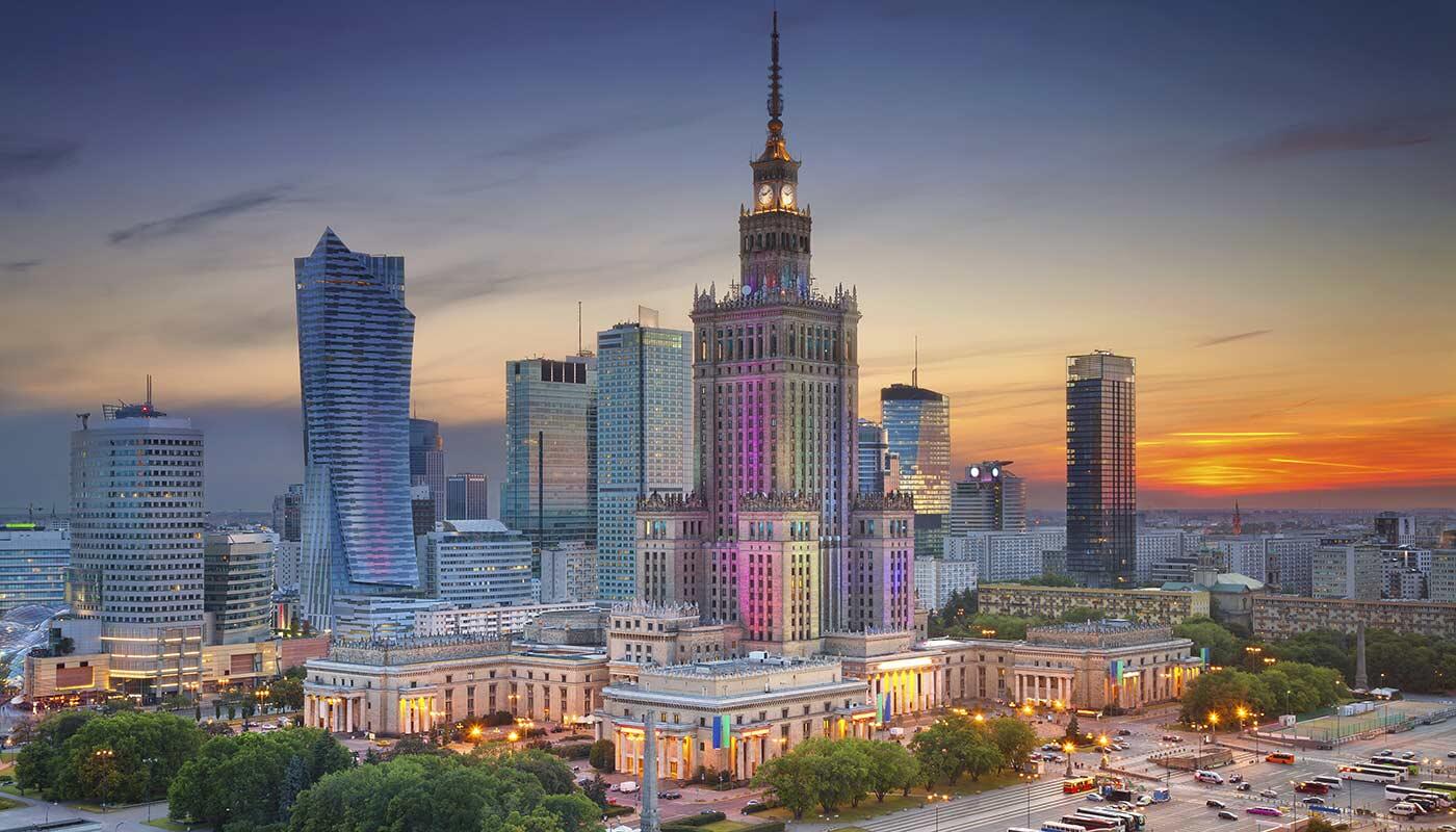 Blick auf den Palast für Kultur und Wissenschaft in Warschau Blick auf den Palast für Kultur und Wissenschaft in Warschau