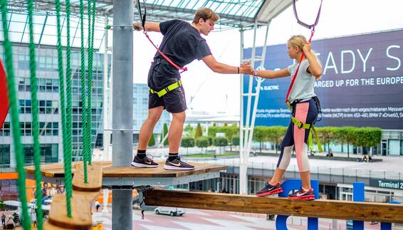 Roofed event area at Munich Airport Center 