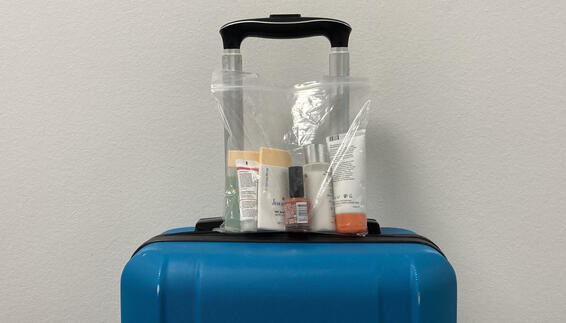 Clear plastic bag to carry liquids less than 100ml on board an aircraft.