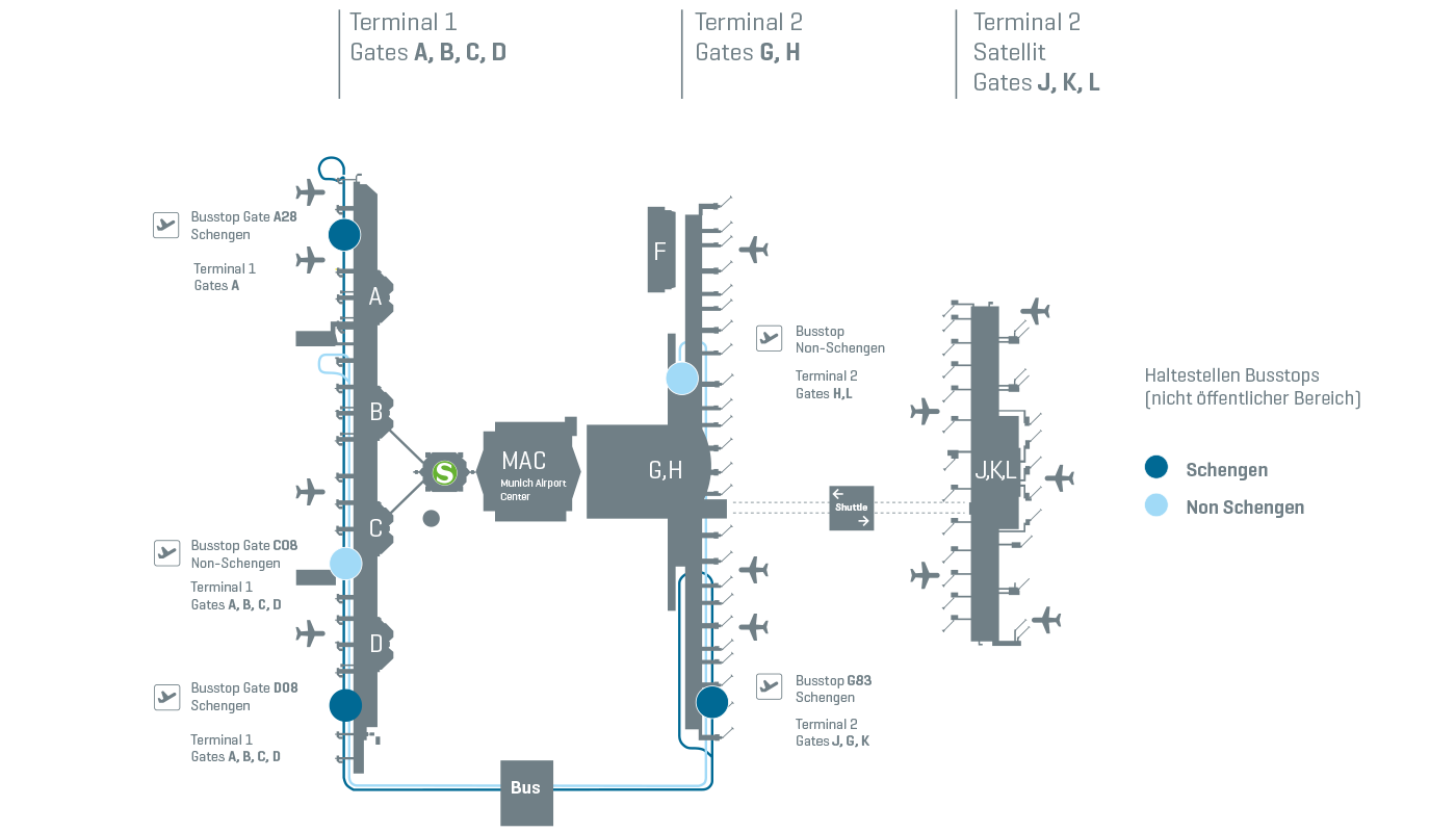 Shuttle-Bus Service Terminal 1 - Terminal 2 Übersicht Shuttle-Bus Service Terminal 1 - Terminal 2