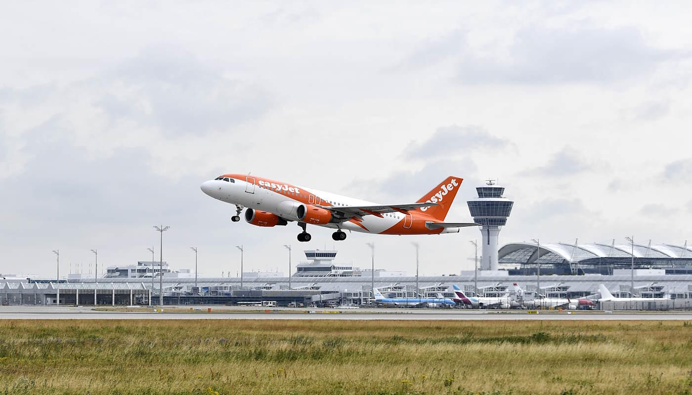easyJet beim Start in München easyJet beim Start in München