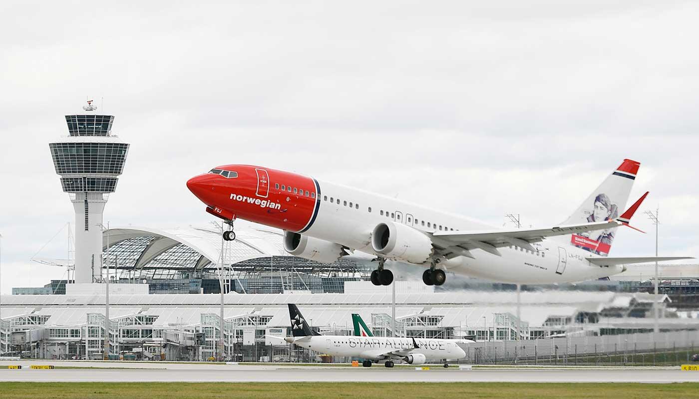 skandinavische Fluggesellschaft Norwegian Start der Norwegian Air Sweden am Flughafen München