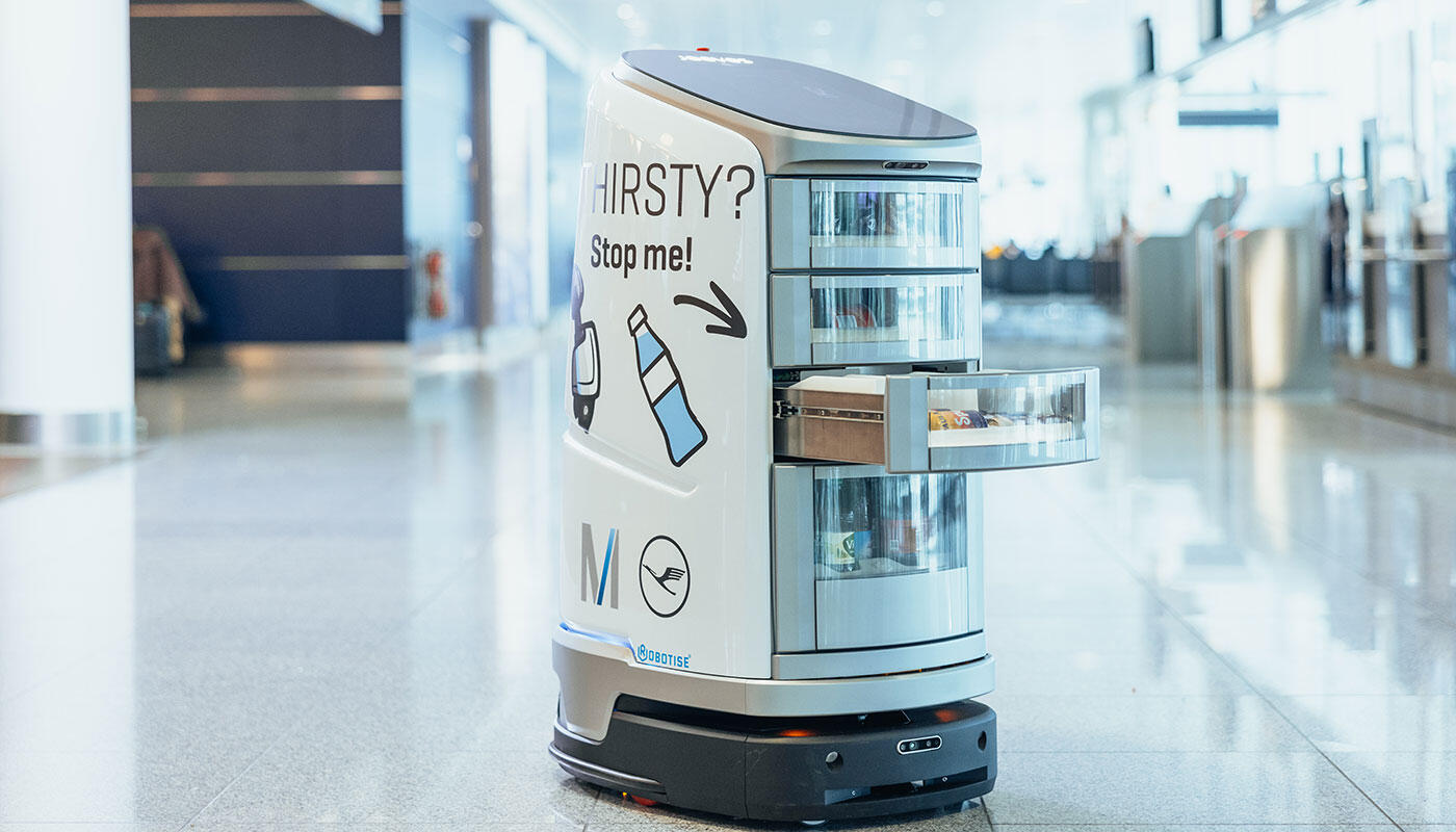Service robot "Jeeves" Service robot "Jeeves": self driving service robot selling snacks to passengers