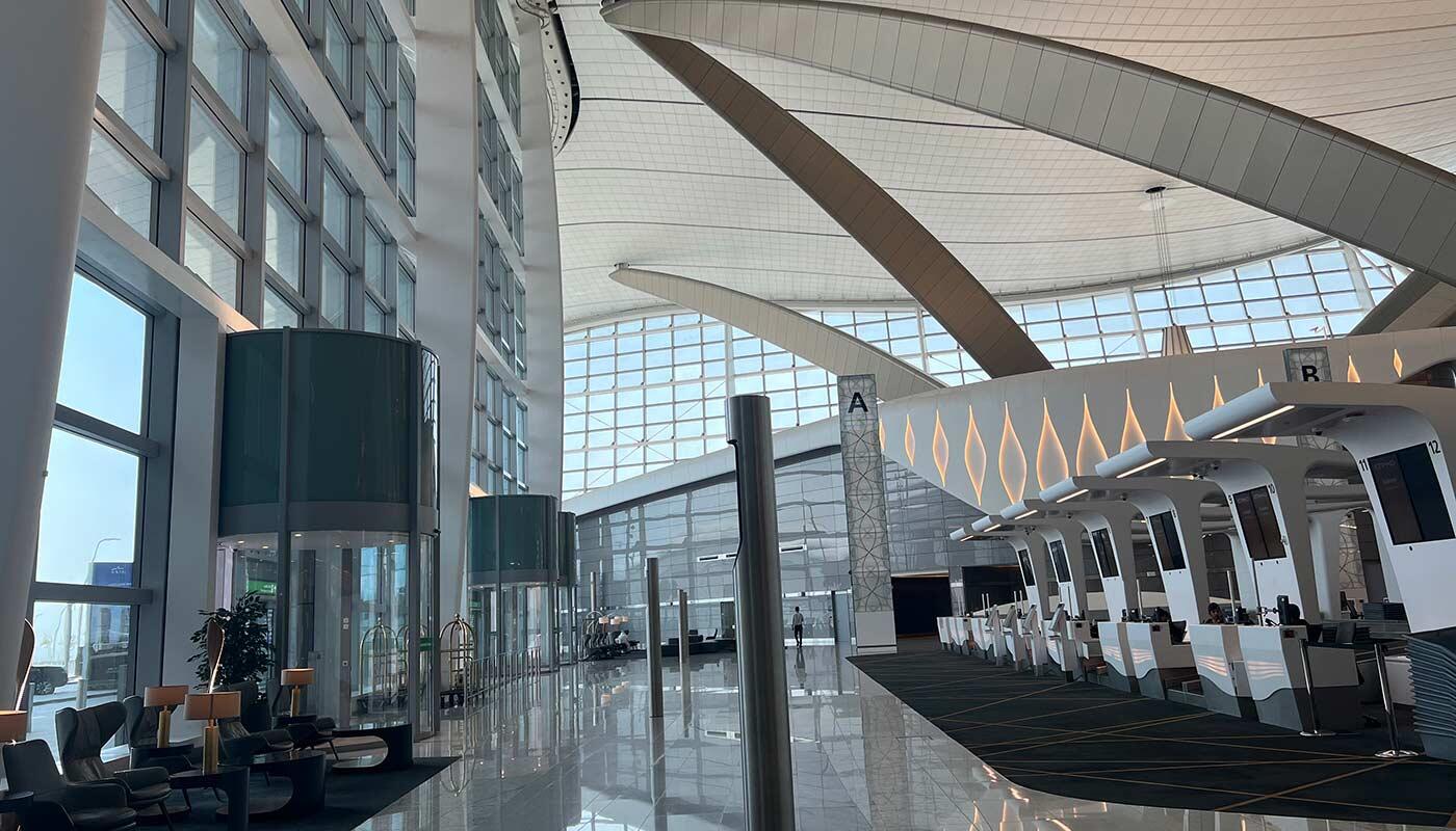 Business Class check-in area of Zayed International Airport in Abu Dhabi