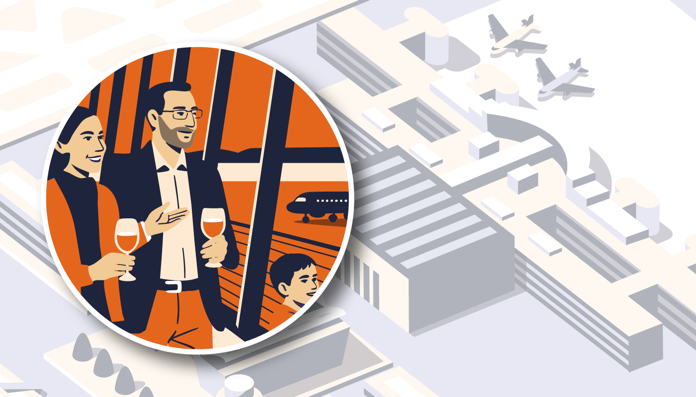 Für Genießer und Sonnenanbeter Grafik zu den Sonnenplätzen am Airport.