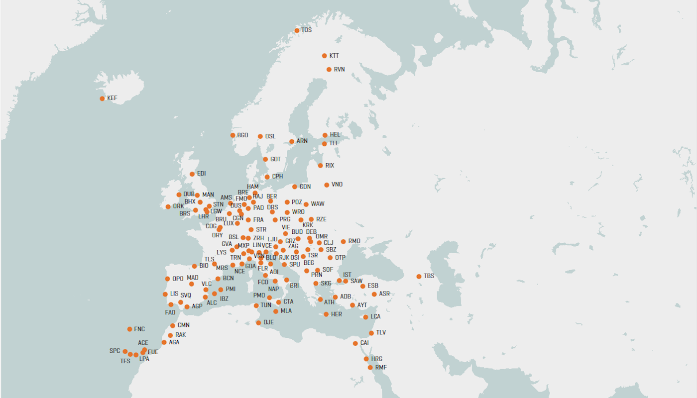 Streckennetzkarte Kontinental Winterflugplan 2025 Streckennetzkarte Kontinental Winterflugplan 2025