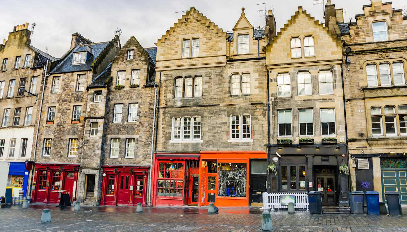 Bunte Häuser in Edinburgh, Schottland Bunte Häuser in Edinburgh, Schottland