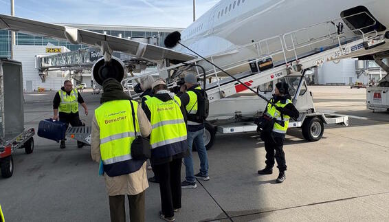 Filming at Munich Airport for the TV series "Checkerin Marina" (ARD)