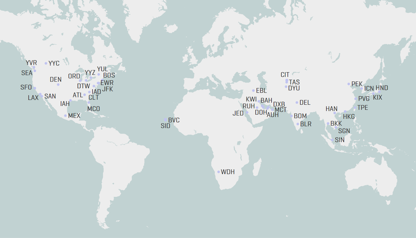 Streckennetzkarte Interkontinental Sommerflugplan 2026 Streckennetzkarte Interkontinental Sommerflugplan 2026