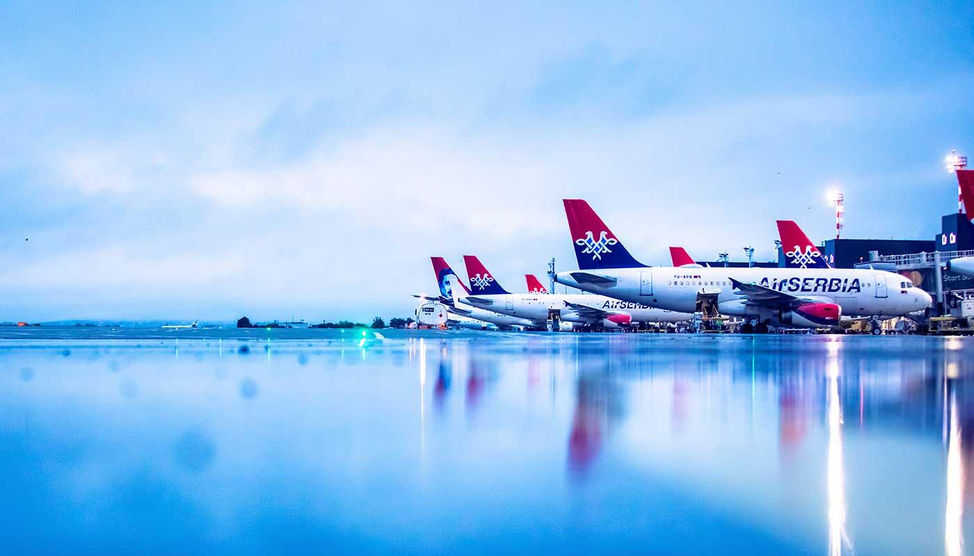 Air Serbia from Munich Air Serbia aircraft at the terminal