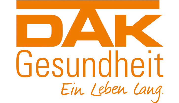 DAK Gesundheit DAK-Logo in Orange mit dem Schriftzug "DAK Gesundheit - Ein Leben lang."