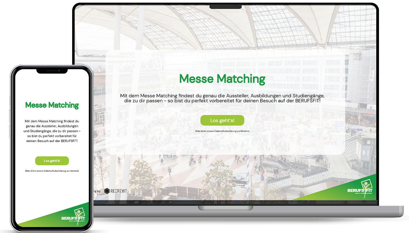 Berufsfit Matching-Plattform 2026 Darstellung der Berufsfit Messe Matching-Plattform 2026 von RECREWT
