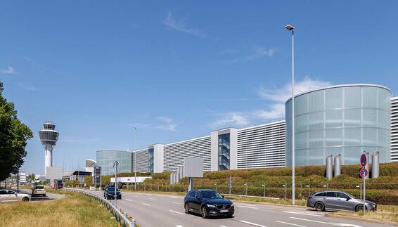 Parken im neuen Terminal Parkhaus P8, zentral gelegenes Parkhaus zwischen Terminal 1 und Terminal 2. Das P8 bietet rund 3.700 Stellplätze