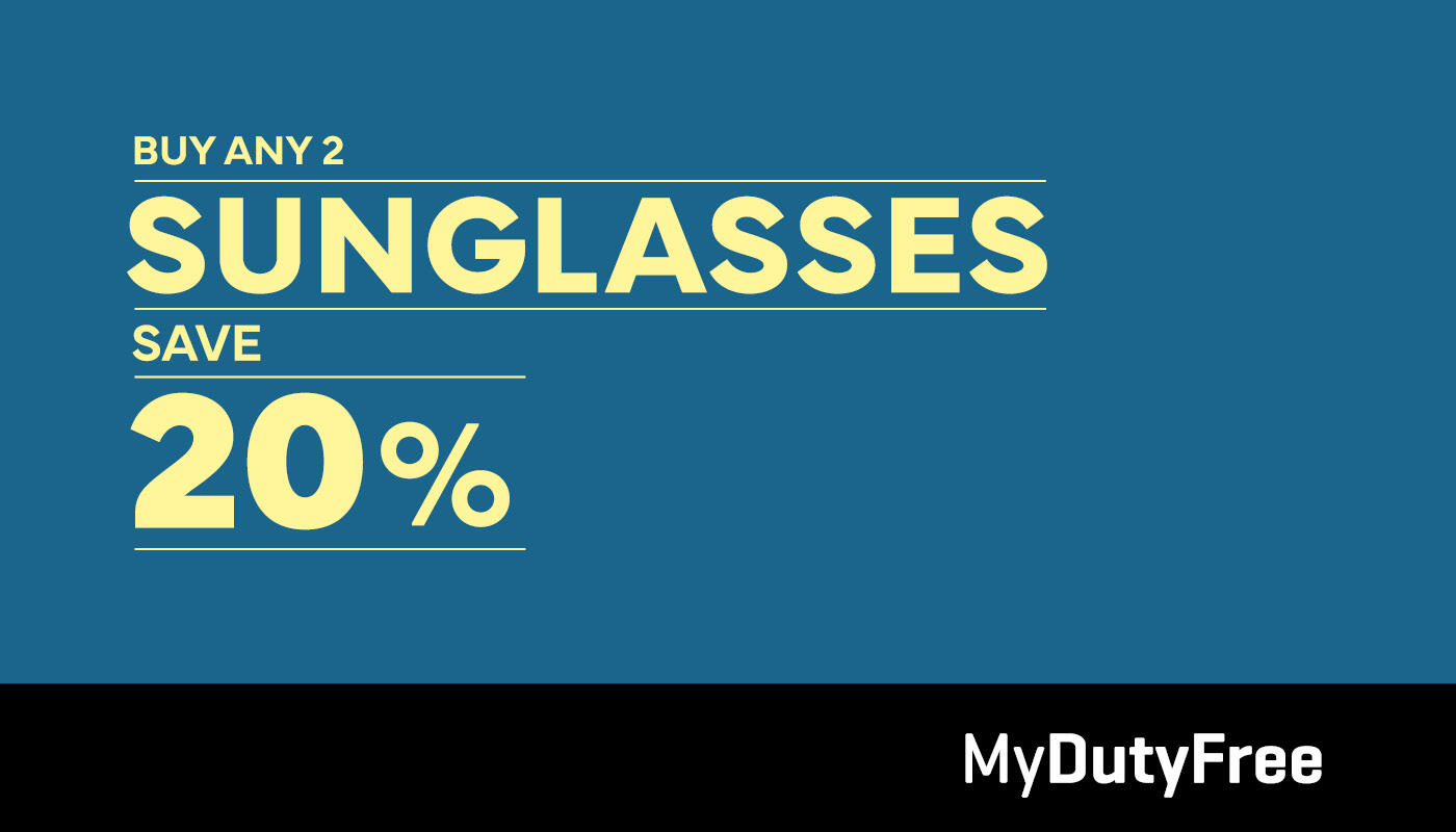 Angebot Sonnenbrillen Beim Kauf von 2 Sonnenbrillen erhalten Sie 20% Rabatt - bei MyDutyFree