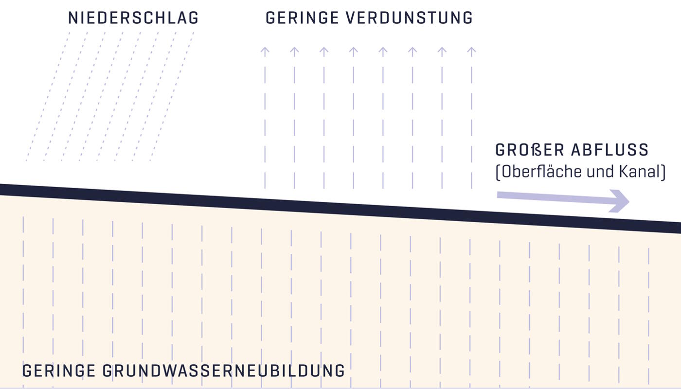 Wasserhaushalt: Geringe Grundwasserneubildung Geringe Grundwasserneubildung